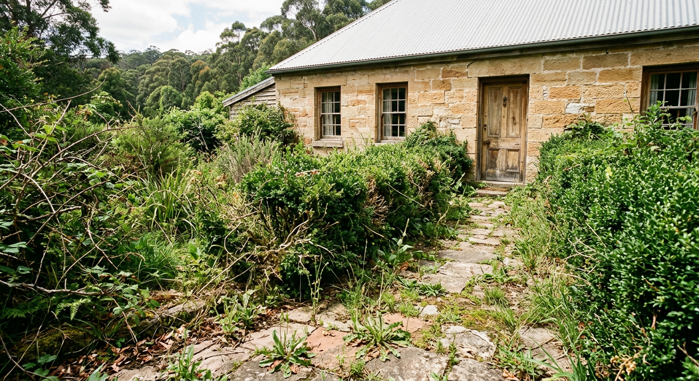 Before: front hedge and path